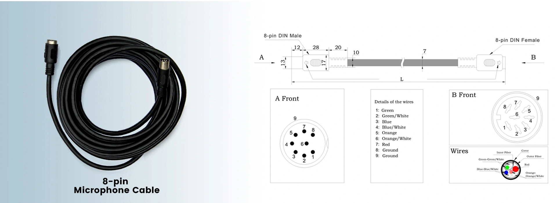 D62series সমন্বিত8-pindcnwire (50 মি)